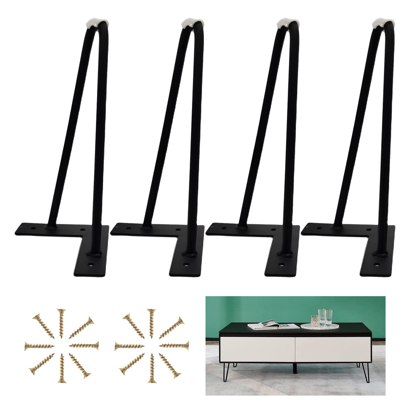 4-częściowy zestaw szpilek do włosów, nogi stołowe, wytrzymałe nogi meblowe do projektów dla majsterkowiczów, do szafek, sof, stolików kawowych, nóg biurka, 12 cm (4,7 cala), zapasowe nóżki