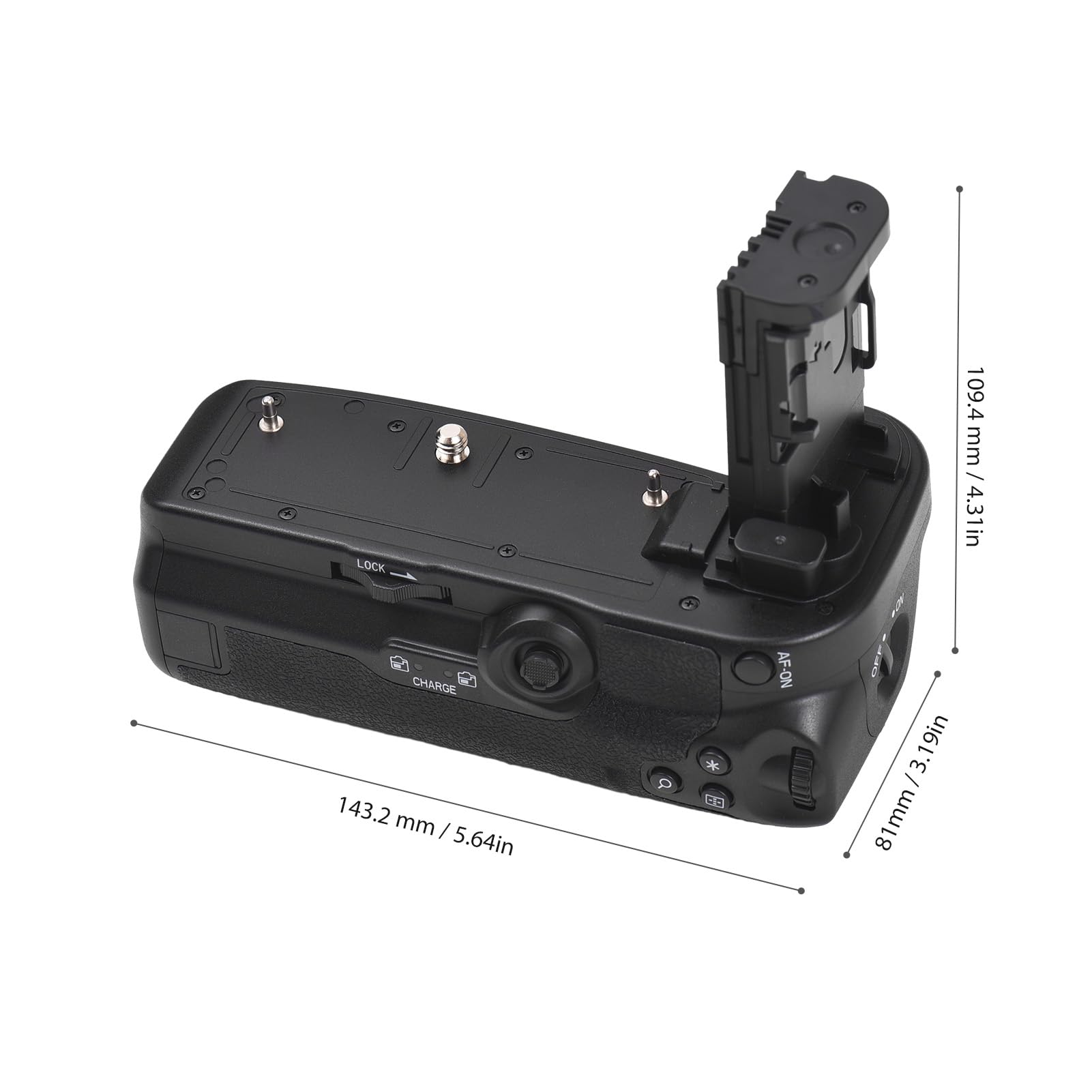 Andoer Pionowy uchwyt na baterię BG-R10 z dwiema przegródkami na baterie, kompatybilny z Canon EOS R5/R6/R5C/R6 Mark II