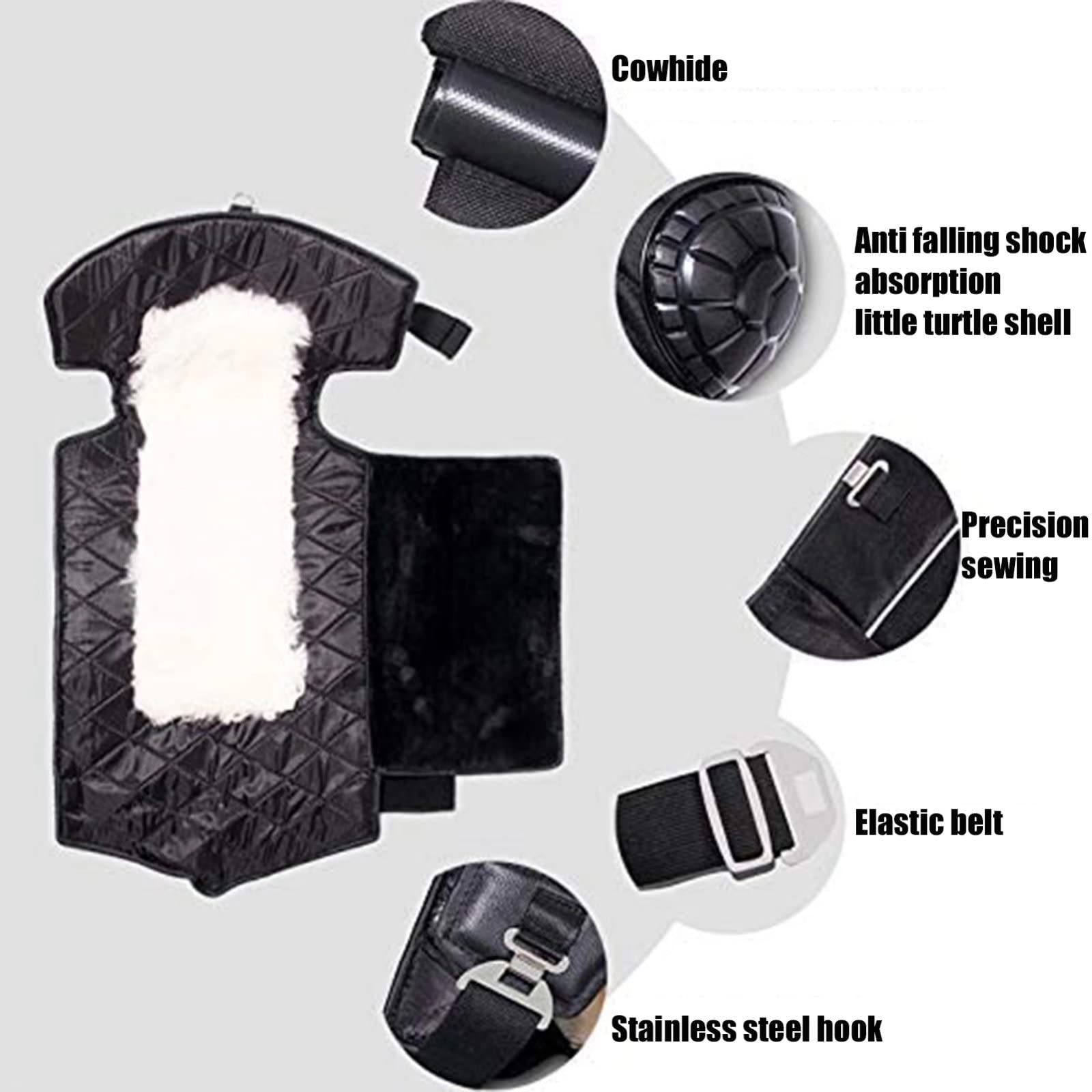 Ginocchiere per moto, Ginocchiere da moto in pelle bovina anti-freddo, impermeabili, foderate in lana, calde e invernali, 1 paio