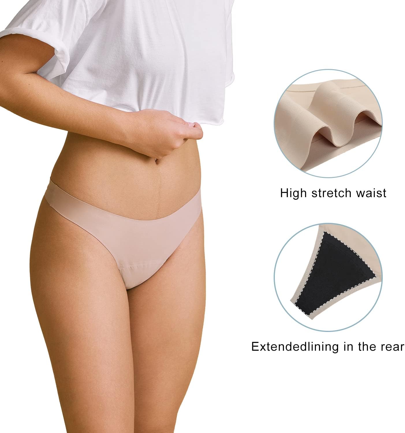 SHARICCA Women Postpartum Period Thongs 4 Layers Leakproof Underwear Panties for teen ladies Multipack - Image 3