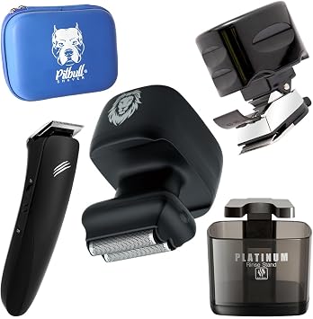 Skull Shaver One Lion Gold Pro with Ultimate Grooming Kit of Beast Clipper Duo, Carver PRO, Baby Beast Trimmer, Platinum Rinse Stand and Pitbull Travel Case, Male Grooming Kit