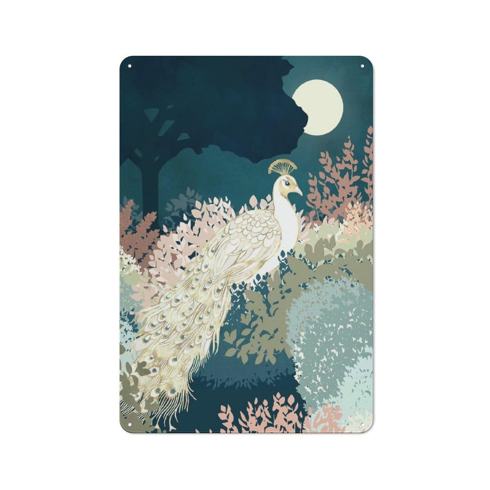 Junmoney Style-15 Peacock Garden Ii Vintage Metal Plaque 30X20cm For Hobby Room Or Studio, For Kitchen, Dining Room And Home Bar Wall Decor