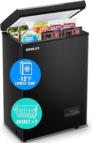 DEMULLER - Congelador de pecho de 3.5 pies cúbicos compacto con control electrónico de temperatura (preciso a 1 ), congelador pequeño independiente