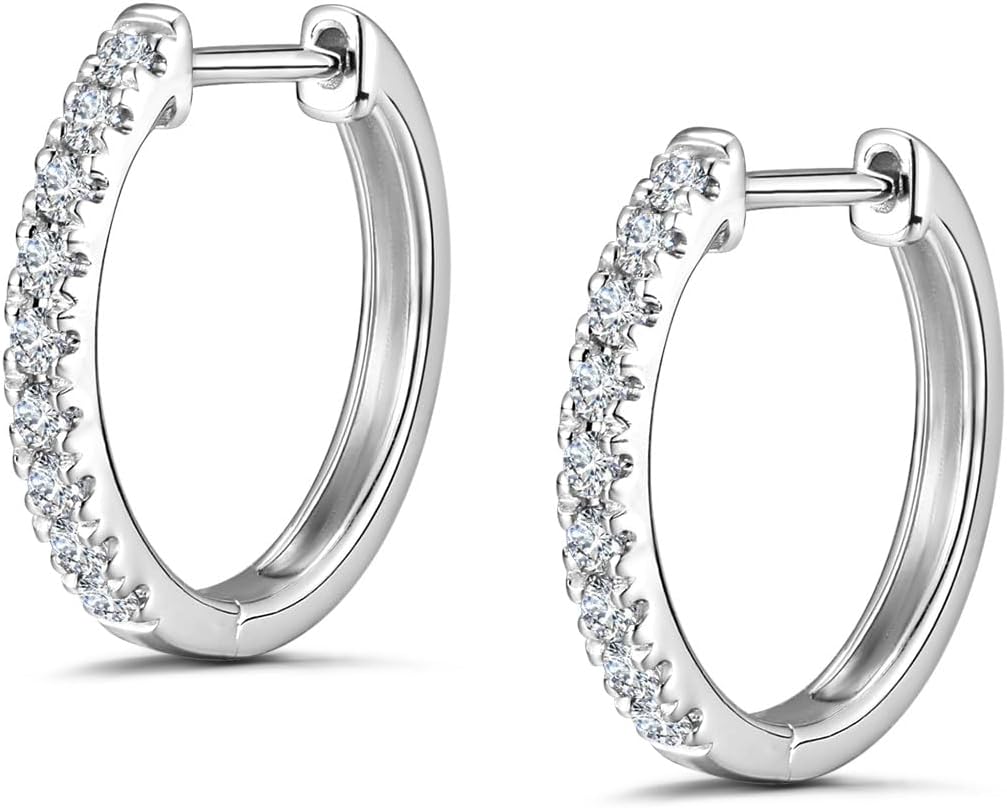 Agvana Circle of Light 0.13-0.78 Ct. Tw. Lab-Grown Diamond Hoop Earrings in Sterling Silver (D-E Color, VS Clarity) Fine Jewelry for Women Promise Anniversary Birthday Gifts for Her, Size 8-20MM