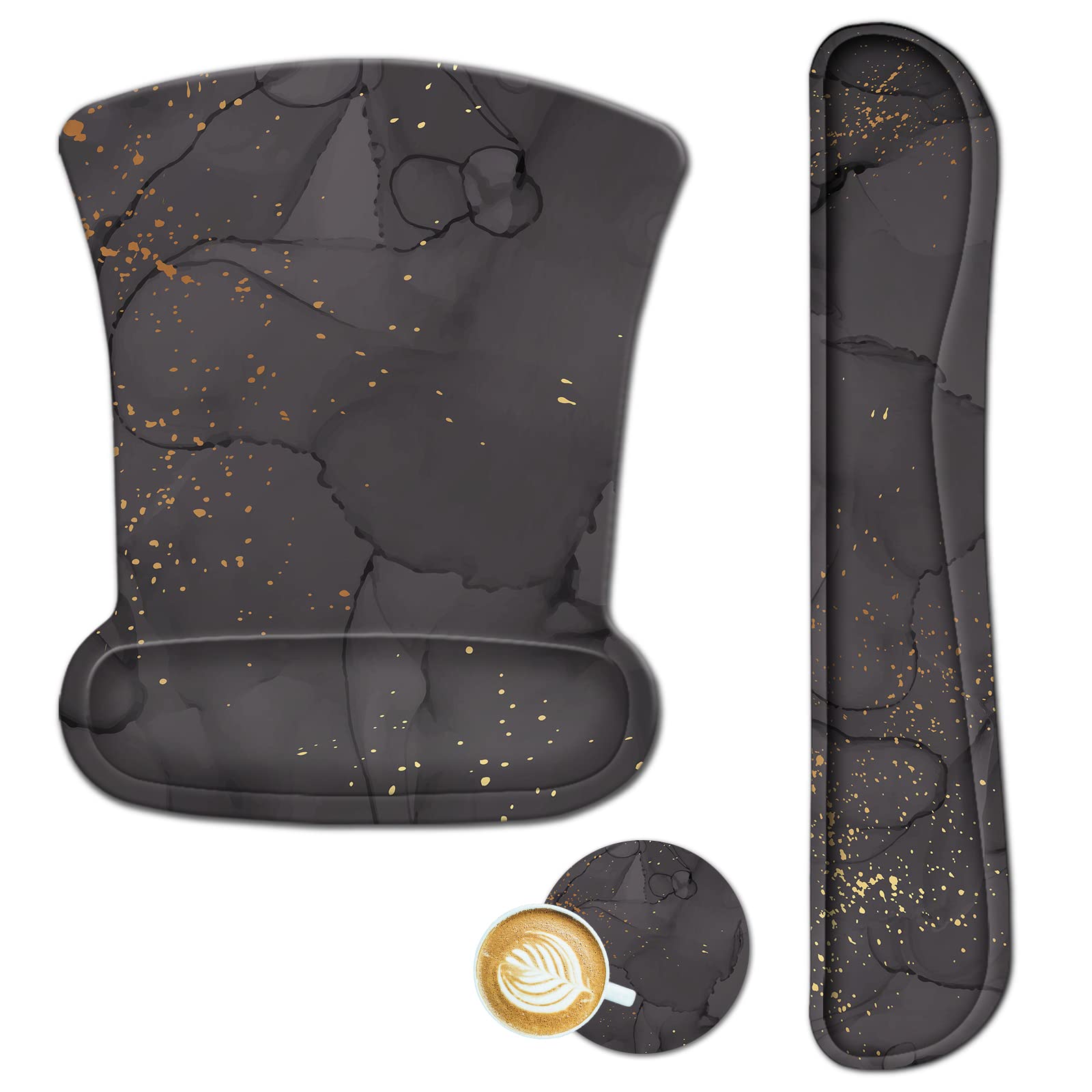 ArtSo Mouse Pad Wrist Support and Keyboard Wrist Rest, Ergonomic Memory Foam Mousepad Non-Slip Easy Typing and Pain Relief for Gaming, Computer,