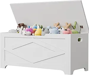 GAOMON Storage Chest, Wooden Toy Storage Bench, Modern Style Lift-Top Toy Chest with Safety Hinge for Entryway, Bedroom, Living Room, Supports 300 Lb and Easy Assembly