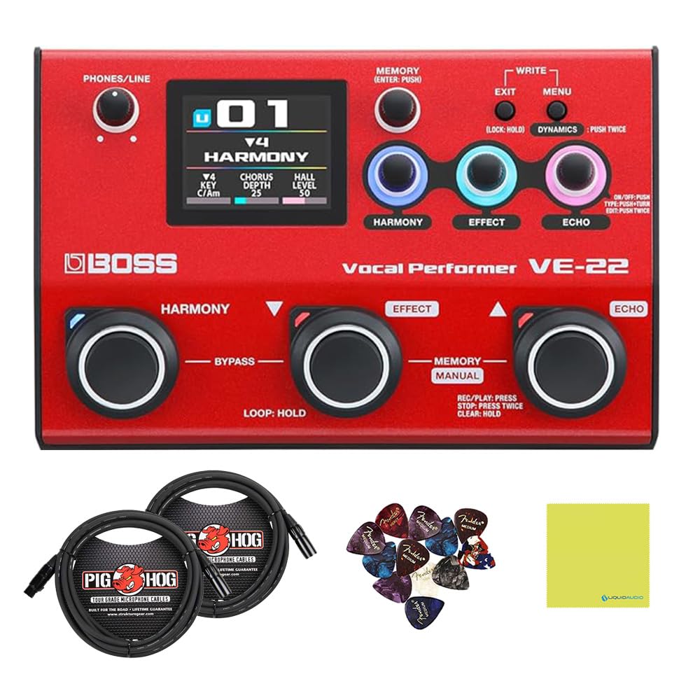 Amazon.com: Boss VE-22 Vocal Performer - Paquete con 2 cables de