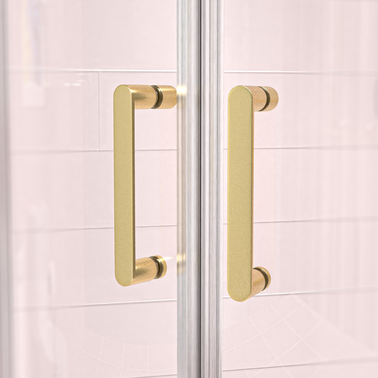 Nes Home Brushed Brass Pair Of Universal Rounded Shower Door Handles