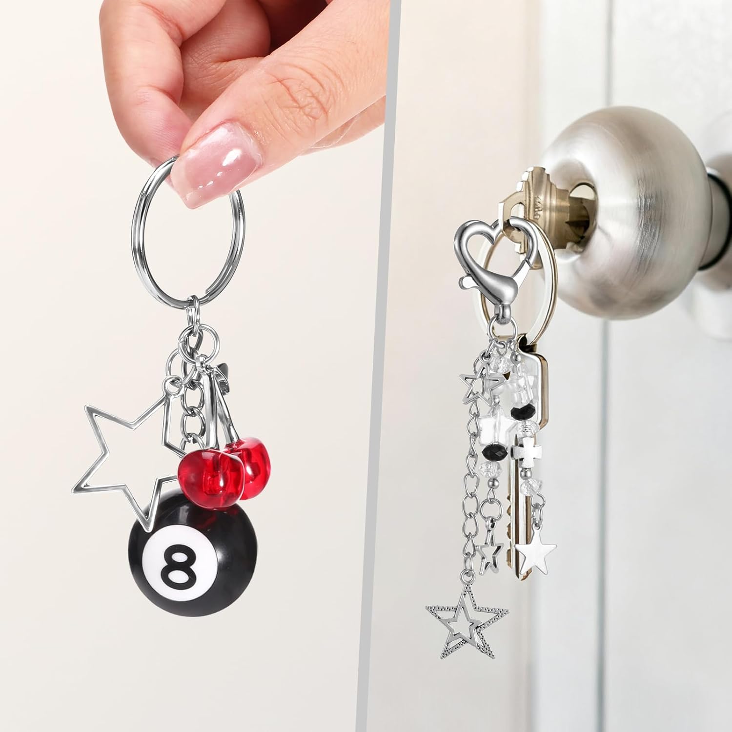 4Pcs Keychain Set Bag Charm Y2K Aesthetic Keychain Novelty Keychains for Women and Men - Image 6