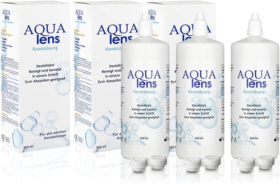 AQUA lens Kontaktlinsen Fluessigkeit 3x360ml - 1080ml + 3 Behälter