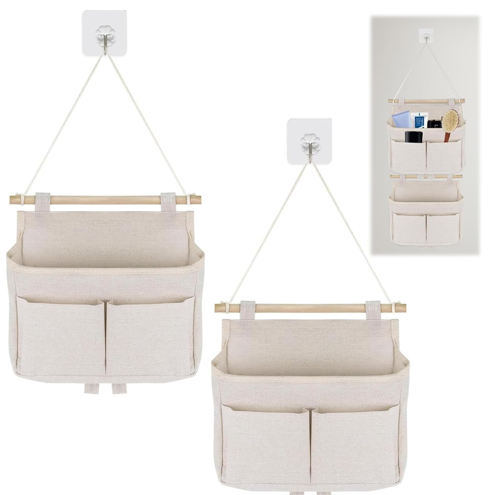 2 Portaoggetti Da Appendere Hosh - Per Camera, Cucina, Bagno O Ufficio, Blu - Foto 5