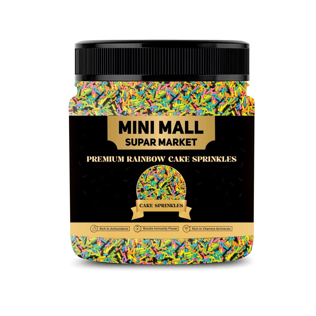 MiniMall Super Market Rainbow Sprinklers Jar For Cake Decoration/Cake Sprinkles/Rainbow Sprinkles for cake/Vermicelli Sprinkles (800 Gm)