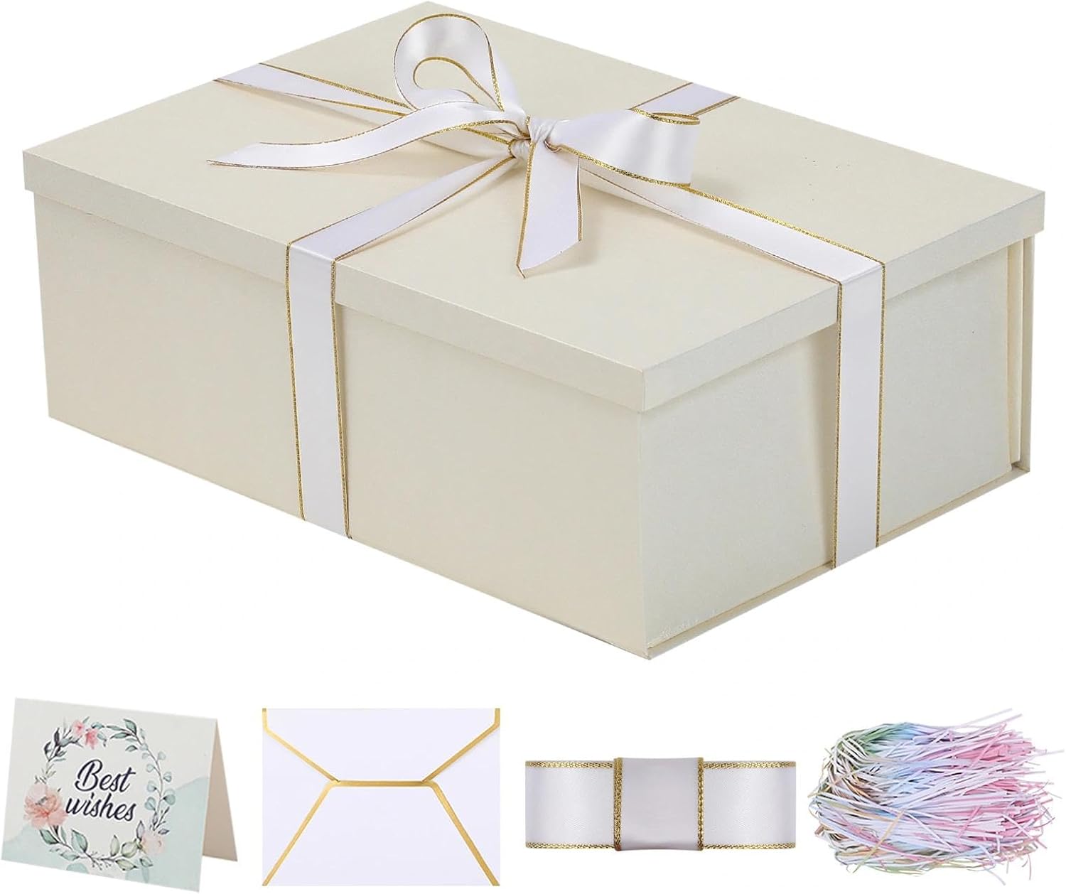 iloMAOZX Gift Box with Lid White 12.5x8.3x4.3 Inch for Presents & Birthday