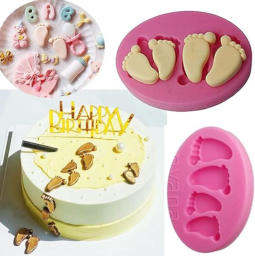 Miniatura 2 de Anyana Baby foot print Baking Molds footstep Silicone Fondant molds baby shower Cake Decorating Tools Gumpaste christening cupcake topper