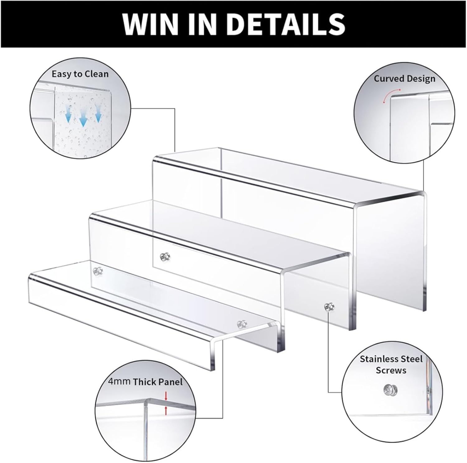 Acrylic Bottle nizer Rack - Liquor Storage Shelf Wine Display Stand for Dining Room Kitchen Bar - Elegant Liquor Cabinet with Adjustable Levels