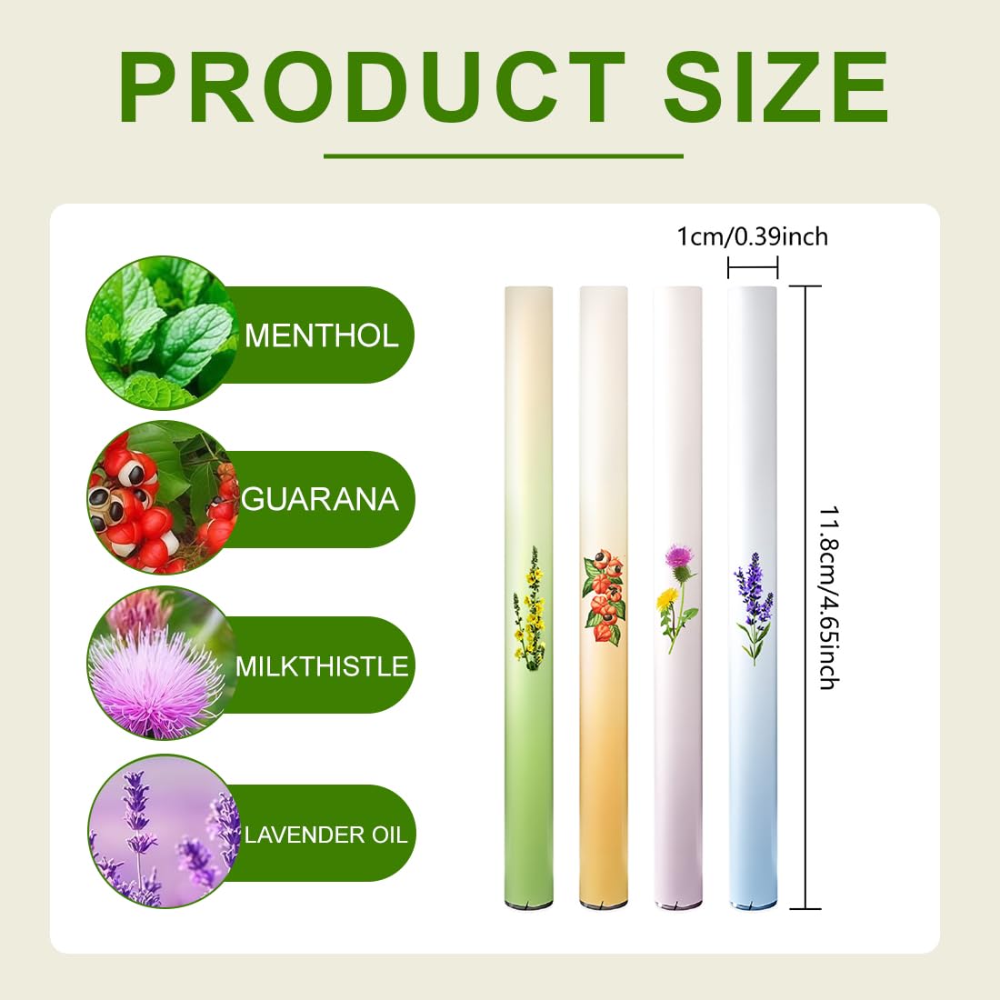 Aromatherapy Inalatore,4 pcs Penna Aromaterapia Erbe Polic Puliti Insalatore Con Tripli Estratti Piante