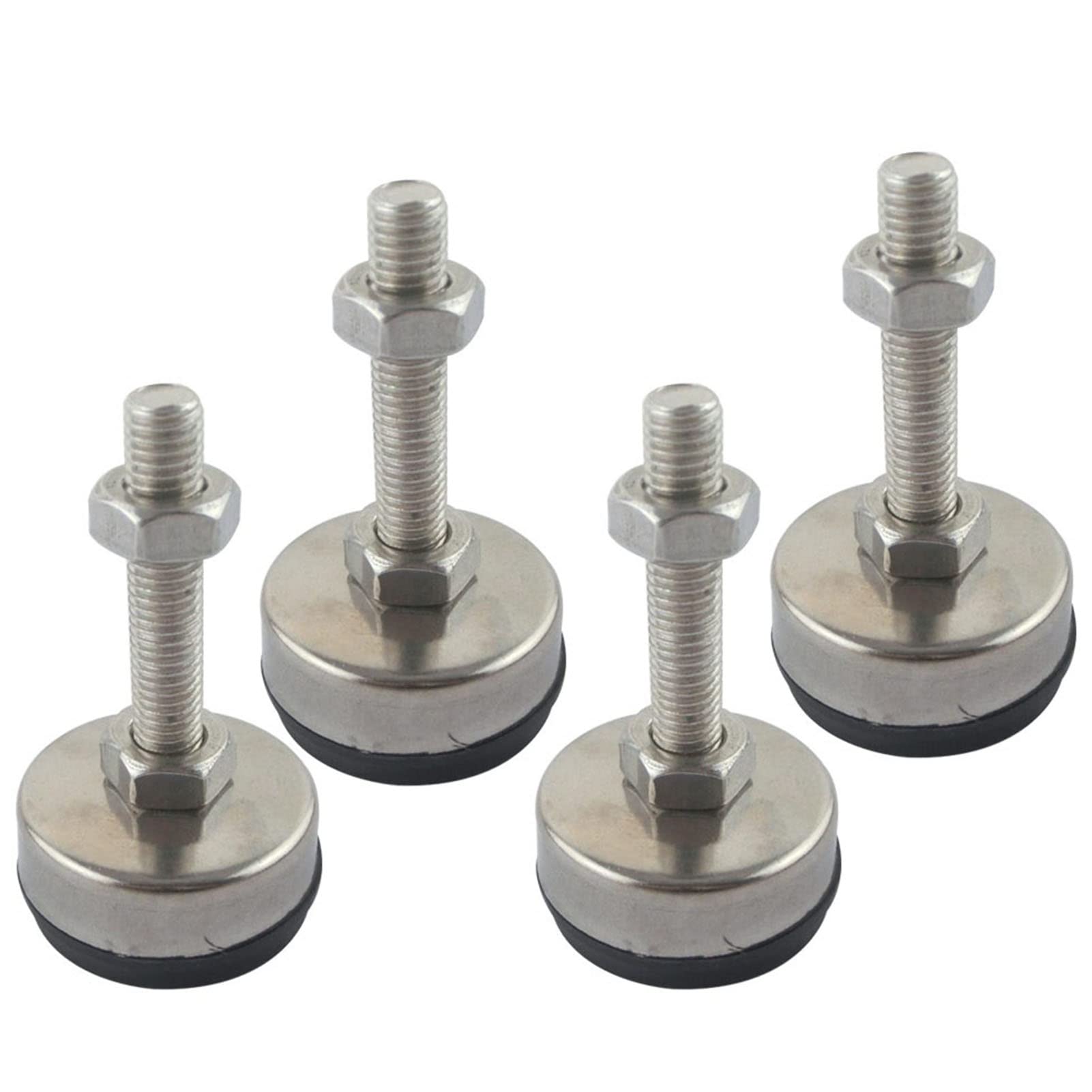 4 piedini di livellamento regolabili for mobili M8x60mm, base in nylon, diametro 43mm, for divani, armadi, officine, uffici