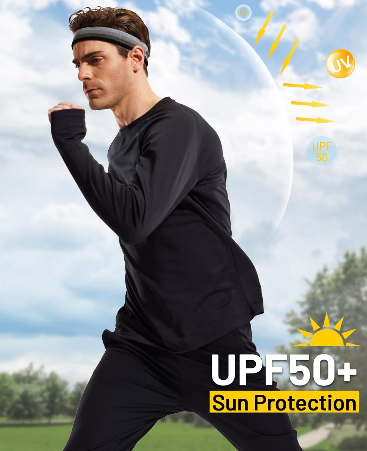 MIER Men's UPF 50+ Sun Shirts Quick Dry Long Sleeve UV Shirts Lightweight Rash Guard Swim T-Shirts Hiking Running - Image 3