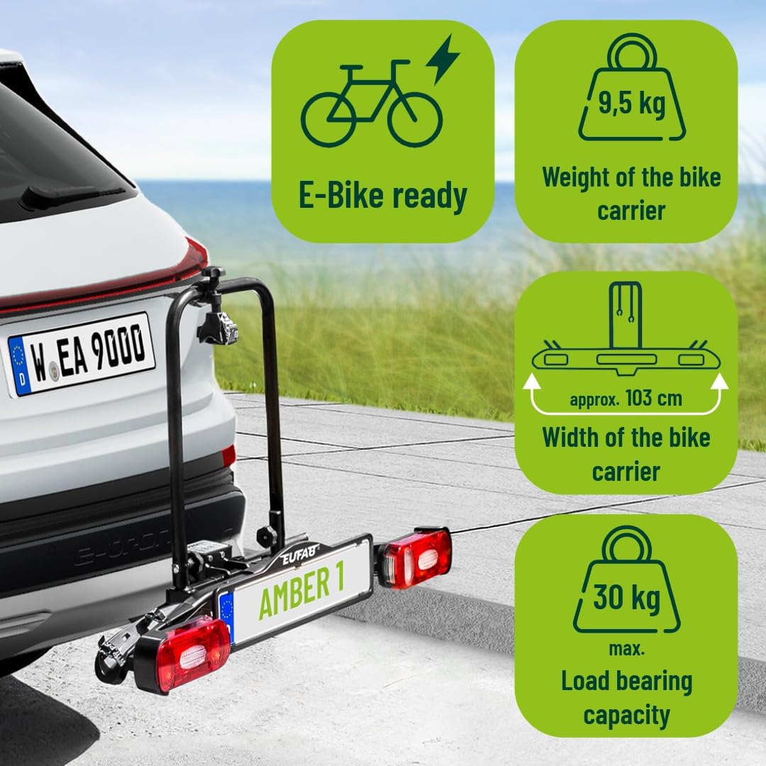 fahrradträger e bike 1 fahrrad EUFAB 11559 Amber 1, E-Bike geeignet, teilweise vormontiert, für Fahrrad, für Anhängerkupplung, Schwarz Auto & Motorrad Cube Acid Fahrradpumpe RACE Category:Hollandrad_Axa Solid Rahmenschloß Grösse:XXL