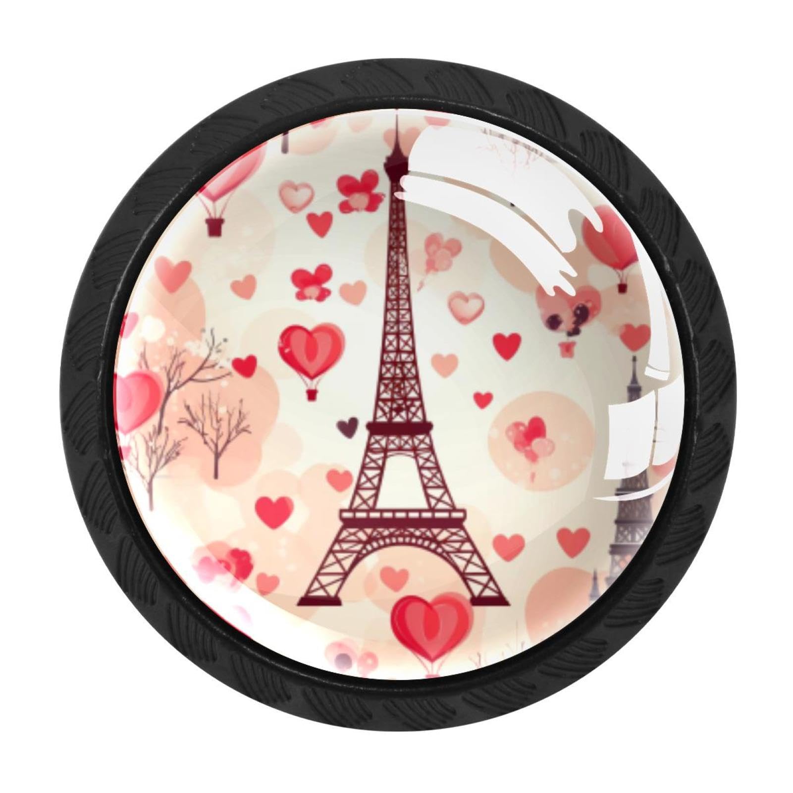 Chenzzzz Multicolored 05 4 Pack Eiffel Tower Valentine's Day Kitchen Cabinet Knobs Drawer Knobs Dresser Knobs Matte Black Zinc Knobs Drawer Pulls Door Knobs Dresser Drawer Handles Knobs For Dresser Drawers