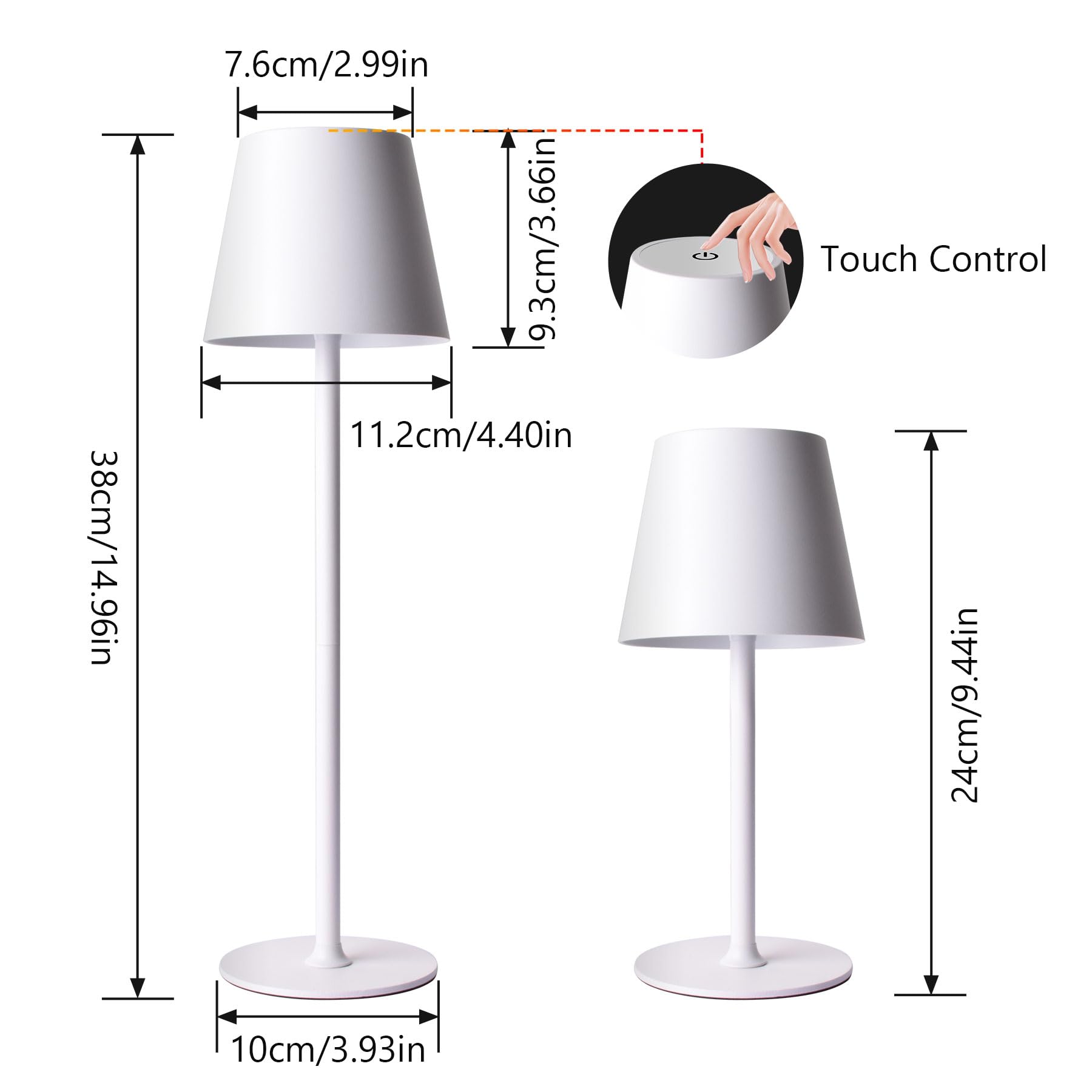 Lampada da Tavolo Senza Fili Ricaricabile (2pcs), 5W, 5200mAh | 3 Modalità di Luce, 2700K-6000K, Autonomia da 8 a 48 Ore, Portatile per Camere, Bar, Terrazza, Interruzioni di Corrente
