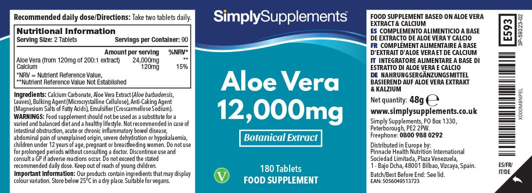 Aloe Vera Tablets 12,000mg