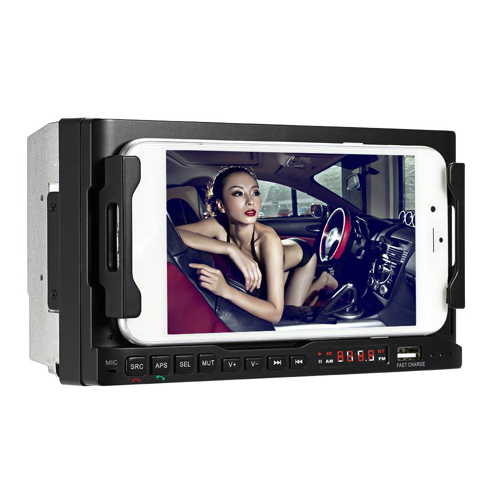 Wielofunkcyjny uchwyt samochodowy do telefonu z radiem Bluetooth 5.0, bezprzewodową ładowarką 15 W i portem szybkiego ładowania USB, odtwarzaczem MP3 AM FM do samochodów bez