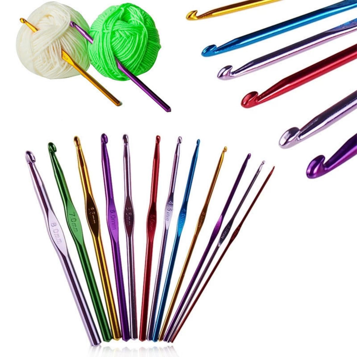 HRLORK 36 Pieces Crochet Hook Set Aluminium Knitting Needles for Beginners or Professionals Knitting Tools Multi Sizes and Colour - Image 2