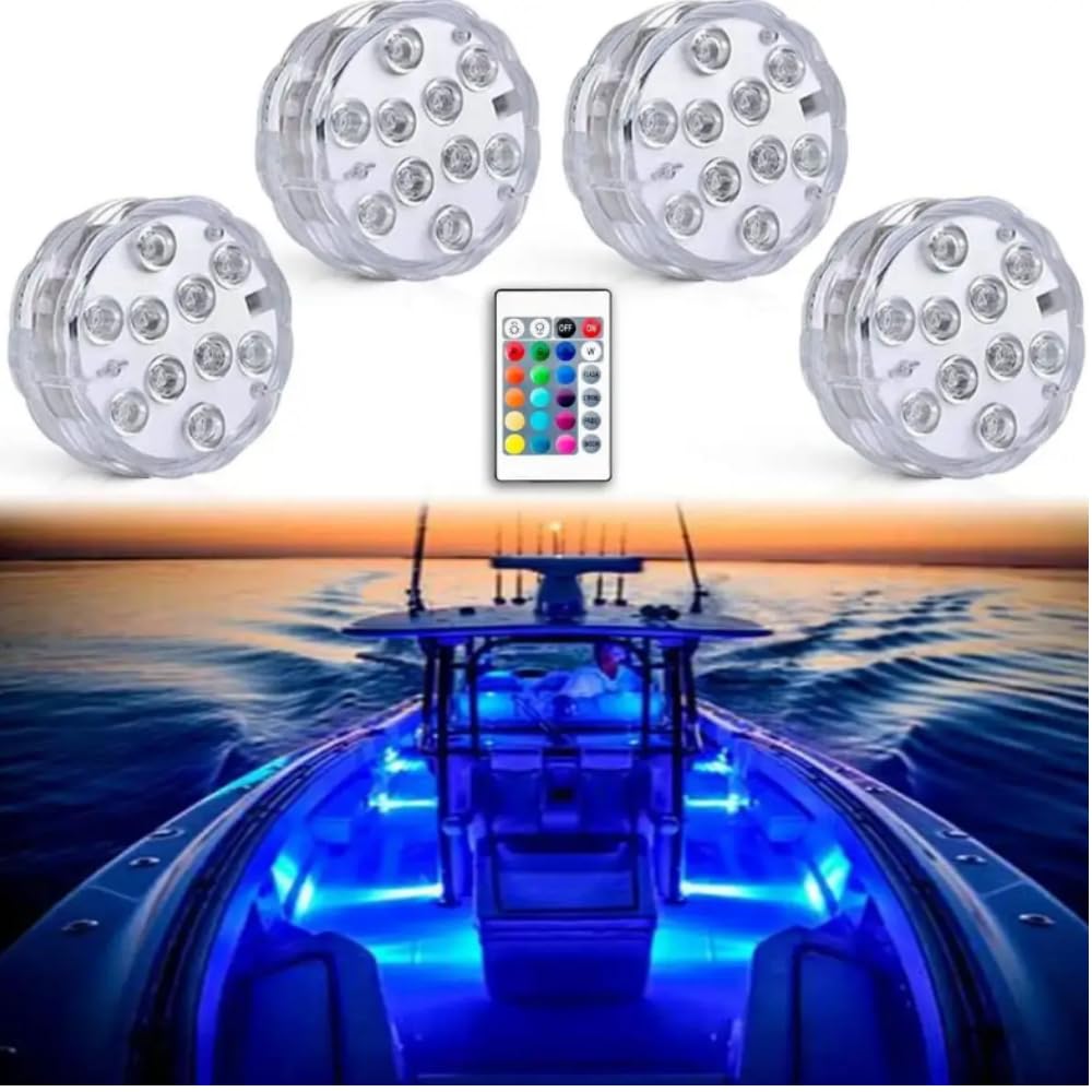 JT-HLM - Luci per barche senza fili, alimentate a batteria, impermeabili, luci a LED marine, luce interna per ponte barca, luce di cortesia, per pesca, pontone, barca a vela, kayak, telecomando RGB
