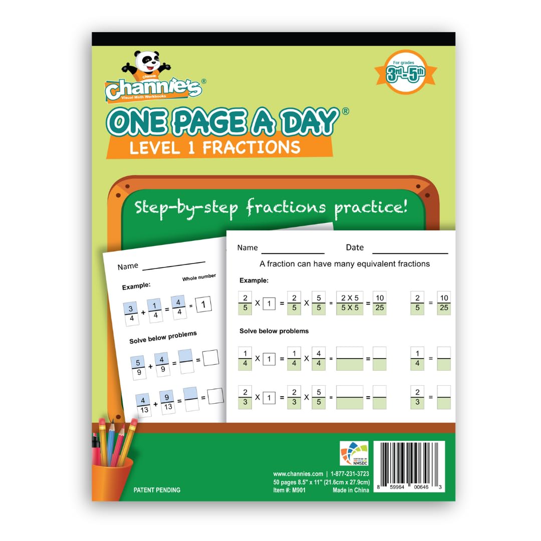 Channie's Close The Gap Upper Level Math Workbook Bundle – 5 Übungsbücher für Multiplikation, Brüche und Division – Farbcodierte Blöcke für ordentliche, ausgerichtete Mathematik – Elementarstufen