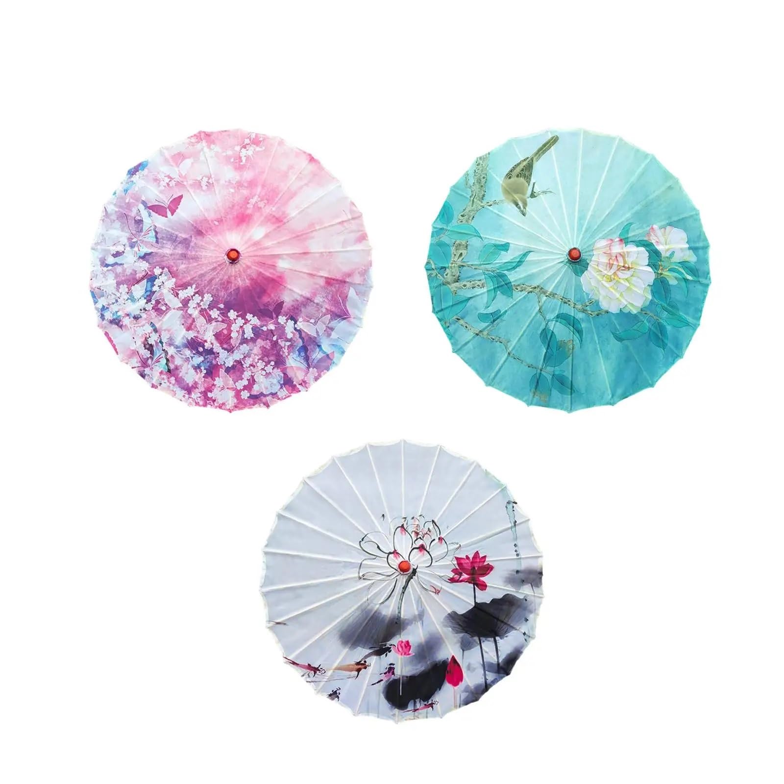 Oiled Paper Umbrella Dancing Props Oil Paper Parasol for Cosplay Dance Recitals Performance Wedding Music Festivals per Costumi Matrimonio Festa Oggetti di Scena Scen(Pink)