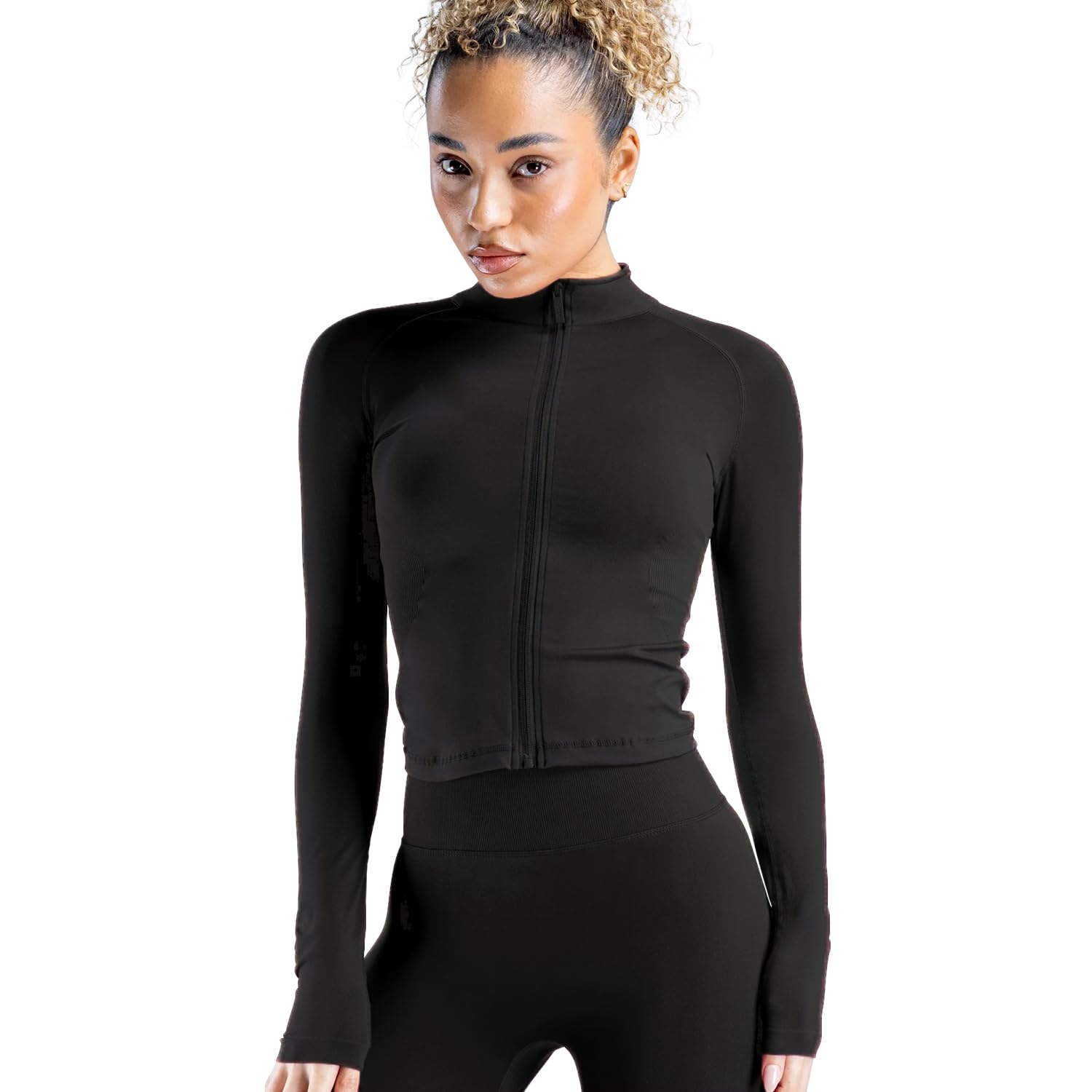 Workout Jackets for Women Lightweight Slim Fit Zip Up Yoga Gym Jacket Cropped Athletic Long Sleeve Activewear Jacket
