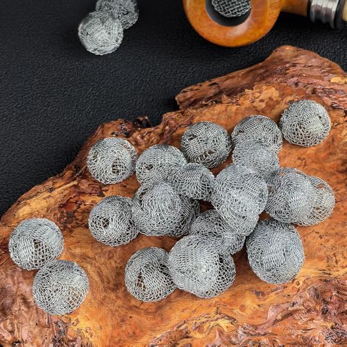 OCEANSPACE 0.67 Inches Tobacco Pipe Screen Filters(100-Pack), Stainless Steel Mesh Balls, Reusable Mini Metal Filters for Pipes, Clean Screens with Tapered Design,17mm