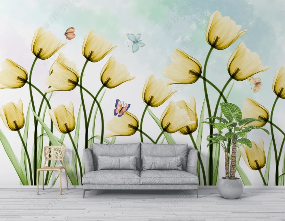 Décoration Murale Haut de Gamme : Papier Peint Intissé Tulipe 150cm