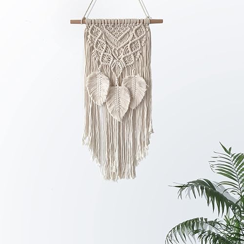 Miniatura 6 de Colgante de pared de macramé blanco, tejido bohemio para colgar en la pared, hecho a mano, elegante, bohemio, decoración de pared para dormitorio,
