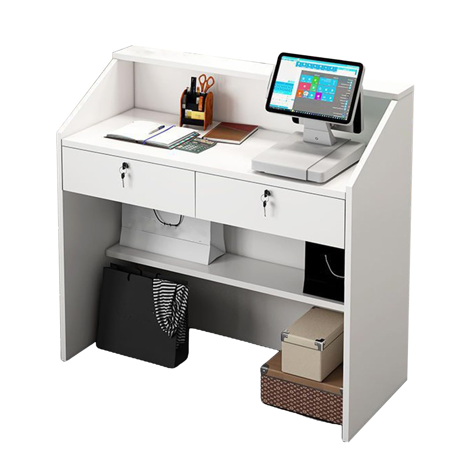 Rezeption Modern, Büroschreibtisch, Moderne Einzelhandelskasse mit Schubladen, Rezeptionstresen für Kassenbüro/Schönheit A,L80cm