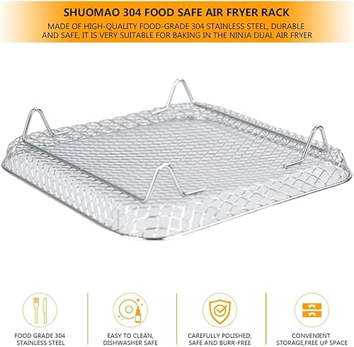 Miniatura 9 de Estante para freidora de aire de 3 capas para freidora Ninja Foodi de 8 litros instantánea, acero inoxidable, tres apilables, estante para tostadas,