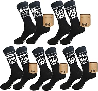WIFFGO Groomsman Gifts For Men Wedding Gifts Novelty Socks Funny Proposal Gifts Groom Bestman 100% Cotton Crew Socks