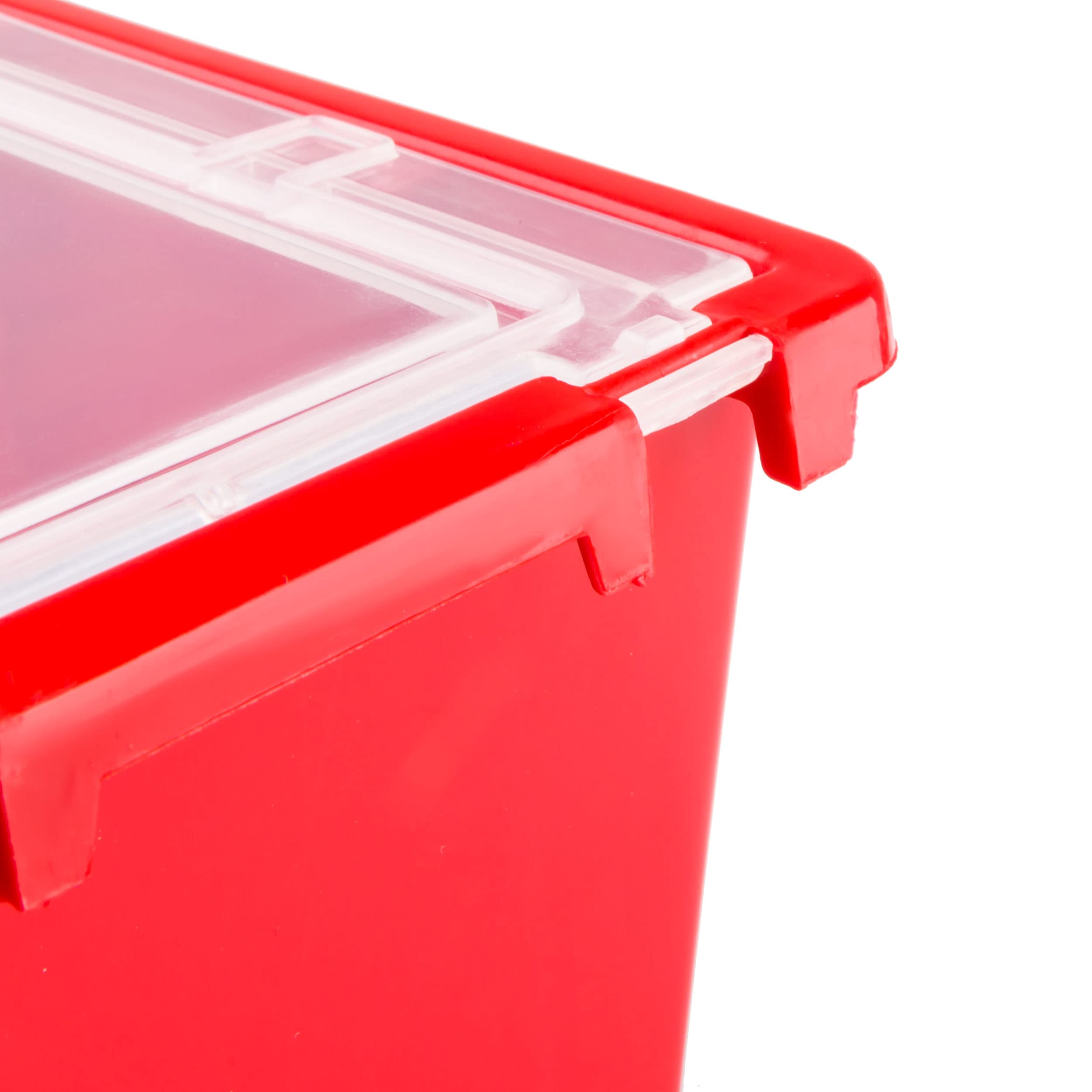 SimpleThing 100 Stück Stapelboxen mit Deckel Größe 100 x 155 x 70 mm Farbe Rot | Werkstatt Wandregal Sortierbox Stapelkiste
