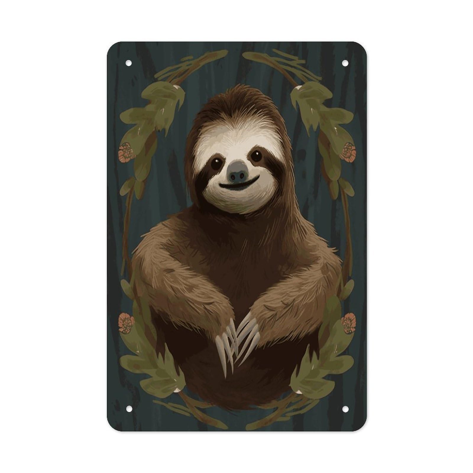 LDGSUPH Sloth Wall Art Prints Folded Edge Iron Sheet Painting with Holes for Wall Prints Decorative Picture Metal Signboard Decor Painting for Outdoor Indoor Wall Decor