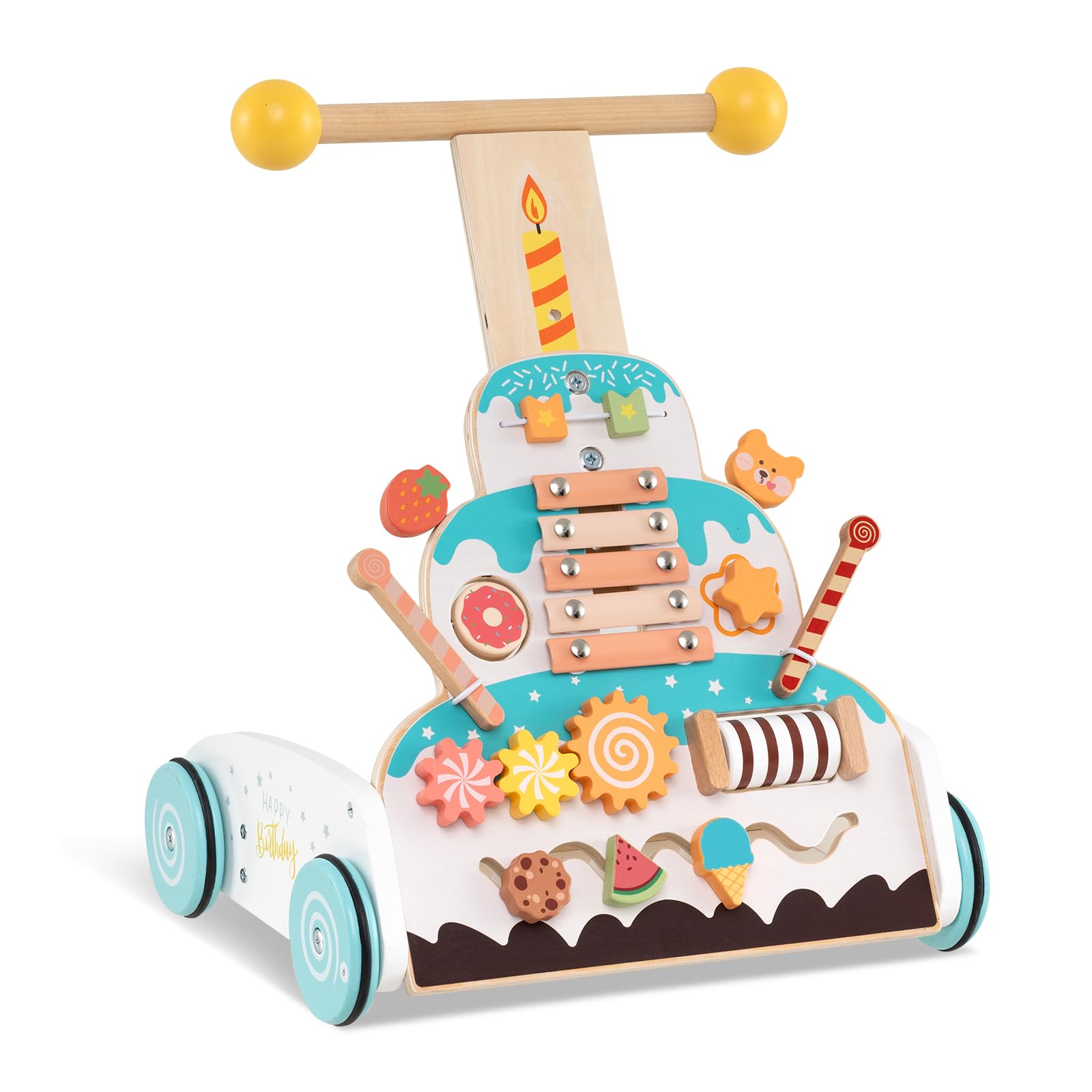 COSTWAY Lauflernwagen Holz, Höhenverstellbarer Baby Walker mit Aktivitätszentrum, Xylofon, Rutschblöcke und Rollperlen, Montessori Laufspielzeug, Lauflernhilfe für Kinder ab 1 Jahr COSTWAY Lauflernwagen Holz, Höhenverstellbarer Baby Walker mit Aktivitätszentrum, Xylofon, Rutschblöcke und Rollperlen, Montessori Laufspielzeug, Lauflernhilfe für Kinder ab 1 Jahr