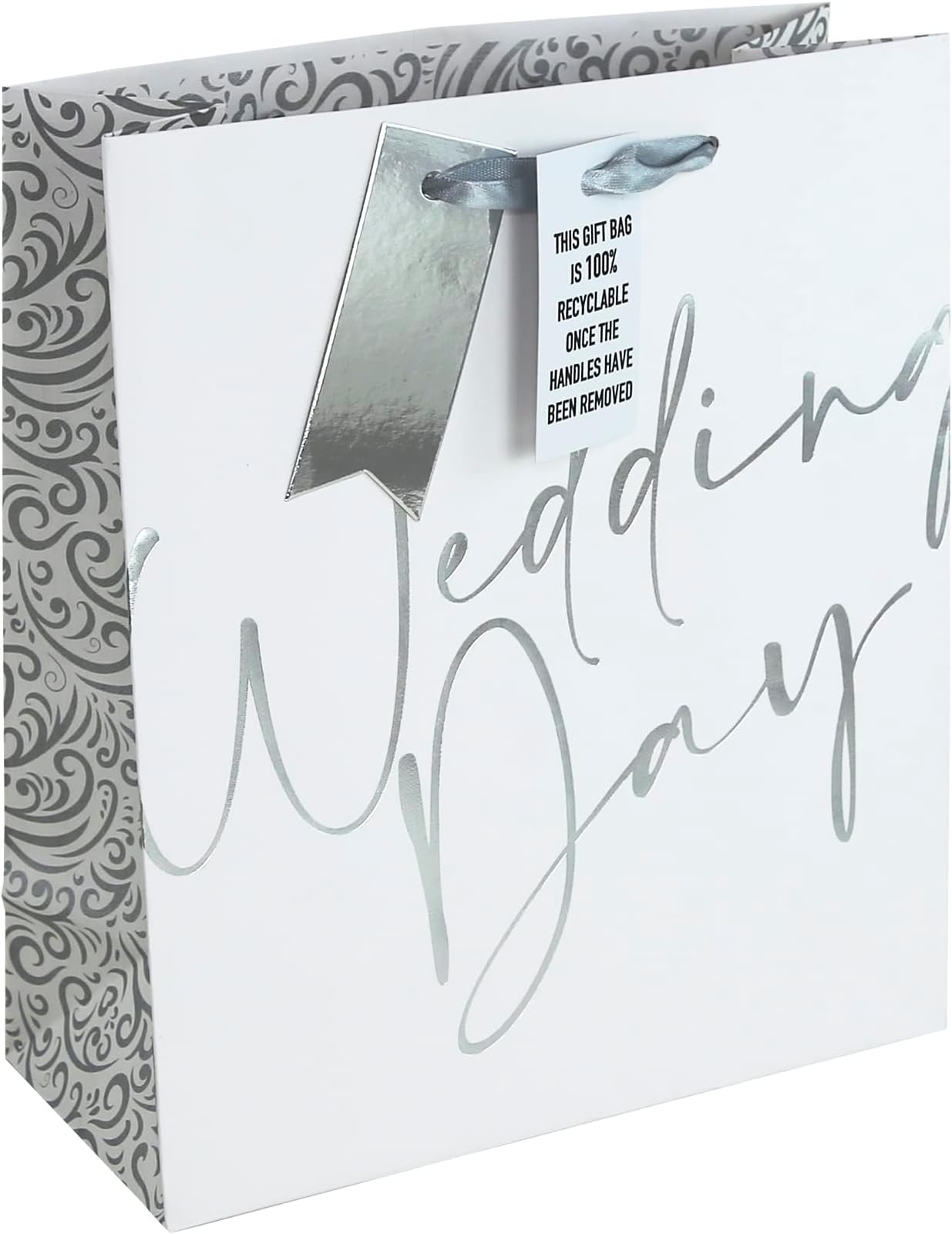Eurowrap White Kraft Wedding Day Gift Bag With Gift Tag Design By Jeff Banks 100% Recyclable Medium