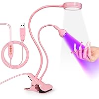 Vista 100 de AORAEM Lámpara LED UV para uñas: lámpara U V de cuello de cisne de doble cabeza para uñas de gel, luz LED de curación flash con 6 lupas para el Negro