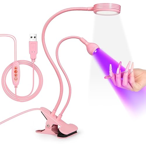 Miniatura 100 de AORAEM Lámpara LED UV para uñas: lámpara U V de cuello de cisne de doble cabeza para uñas de gel, luz LED de curación flash con 6 lupas para el Negro