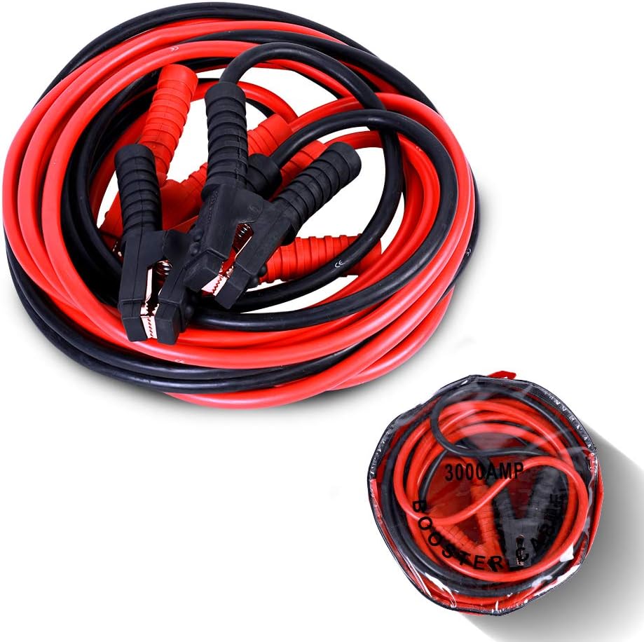 ZESUPER Heavy Duty Booster Jumper Cables Car Cables 3000AMP 1 Guage 20Ft,Carry Bag (3000AMP)