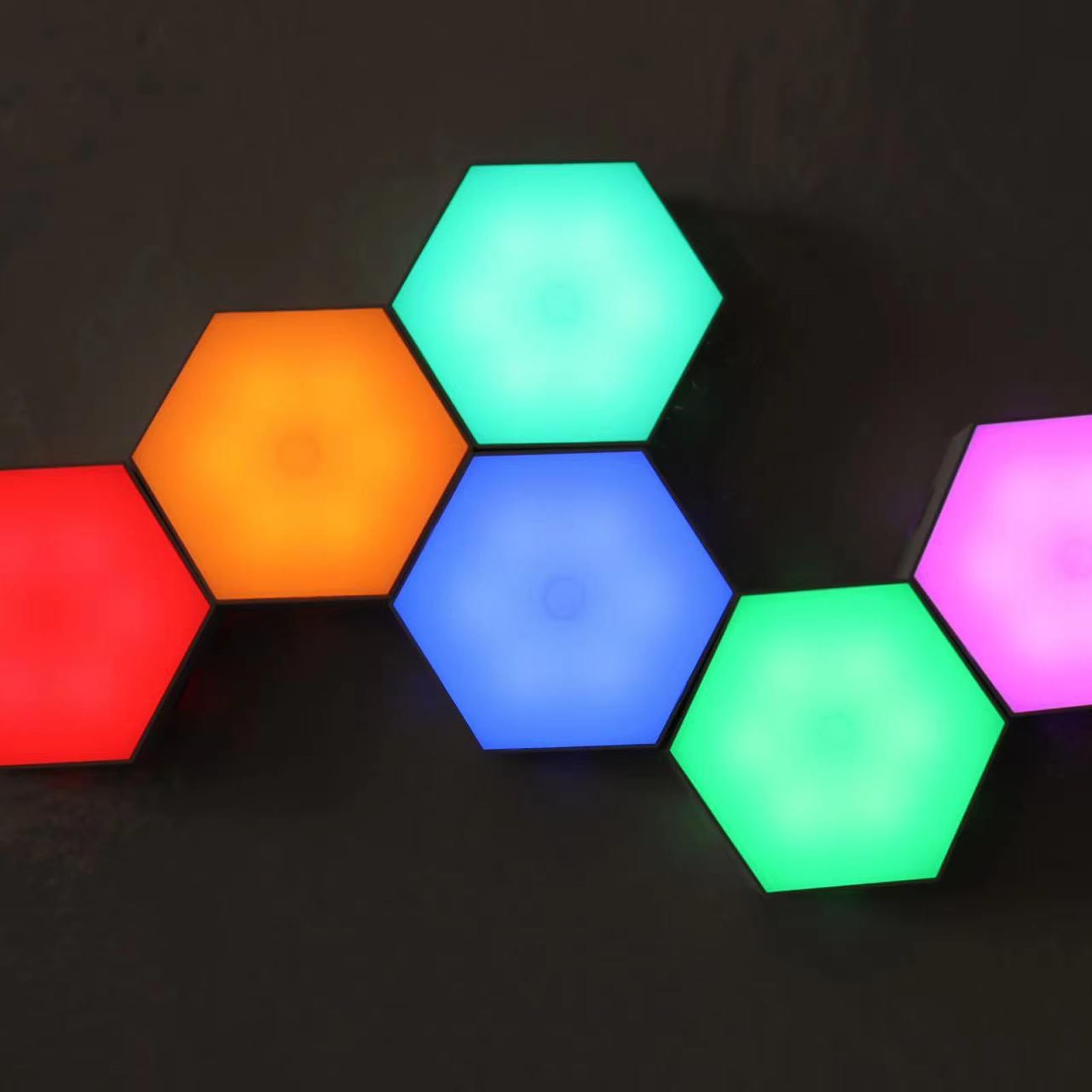 Bewinner Lot de 6 Panneaux D'éclairage Muraux Hexagonaux, Lumières Modulaires LED Hexagonales RVB Smart APP, Panneaux Modulaires Intelligents, Carreaux Hexagonaux, Formes D'extension Push