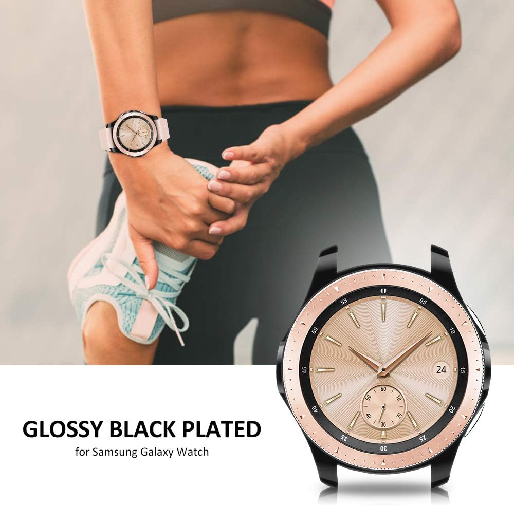 Goton Compatible Samsung Galaxy Watch 42mm Case 2018 (for SM-R815 and SM-R810), (2 Packs) Soft TPU Smart Shockproof Case Cover Bumper Protector (Black and Black, 42mm)