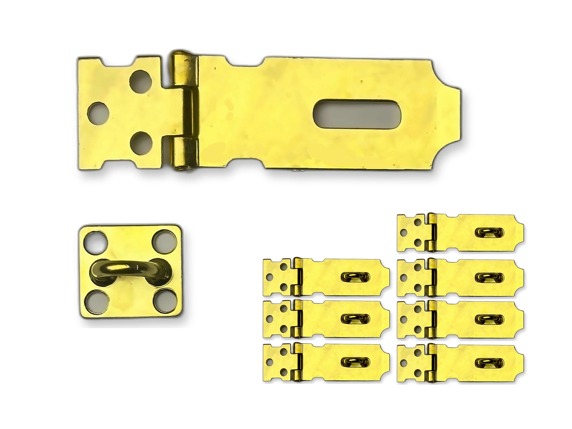 QCAA Sicurezza HASP con struttura fissa in acciaio, 2 pollici, ottone placcato, confezione da 8, prodotto a Taiwan