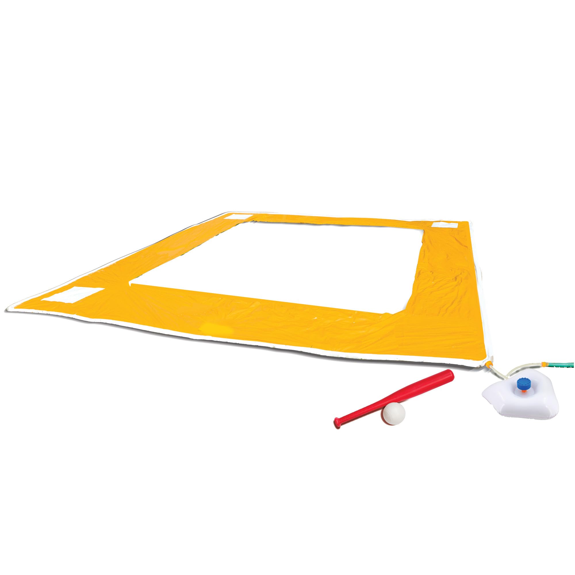 BANZAI Home Run Splash Baseball Slide, Length: 14 ft, Width: 14 ft, Inflatable Outdoor Backyard Water Slide Splash Toy, Baseball Bat & Ball Included, Slide