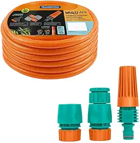 Mangueira Multi Tramontina Antitorção ATS em Pvc C/Engate e Esguicho 25m Laranja